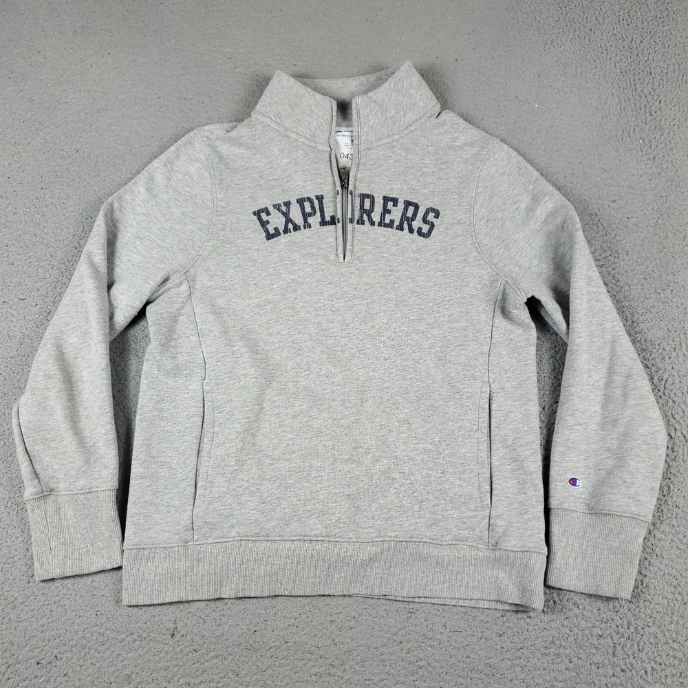 Champion Sweater Womens Medium Gray 1/4 Zip Pullover Sweatshirt Explorers